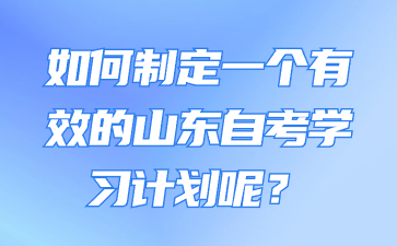 如何制定一个有效的山东自考学习计划呢?